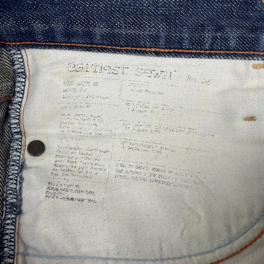 Earnest Sewn Jeans Mens 32x27 Fulton‎ Dark Wash Blue Denim Button Fly USA Made